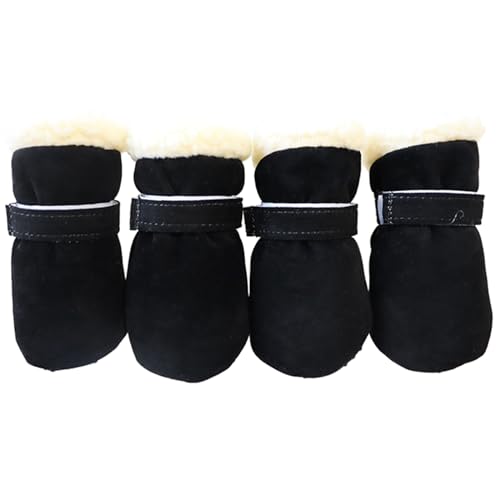 Psdndeww 4 x rutschfeste Welpen-Schuhe, winddicht, für den Winter, für Hunde, Schneeschuhe, dick, warm, für Outdoor-Socken von Psdndeww