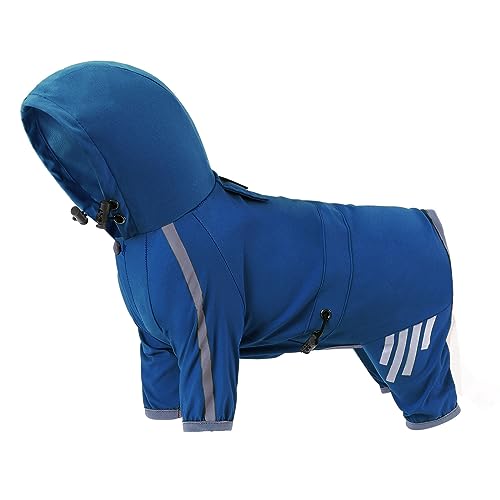 Psdndeww Hunde-Regenmantel, reflektierend, gestreift, Regenbekleidung, Welpenkleidung, Hundejacke, Outdoor-Wanderanzug, Regenanzug von Psdndeww