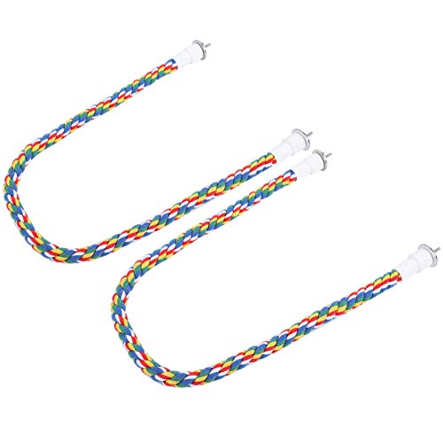 2 Stück Bird Chew Rope Bunt gefärbte Vogel Barsch Stand Baumwolle Vogel Leiter Spielzeug für Papageien Sittiche Sitzen sitzen(105CM) von Pssopp