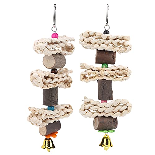 2Pcs Holz Hängende Glocke Vogelkäfig Spielzeug Vogelkauen Spielzeug Interaktives Spielzeug Bisskauen Spielzeug für Kleine Sittiche Nymphensittiche Conures # 516 in Spielzeug für Vögel von Pssopp