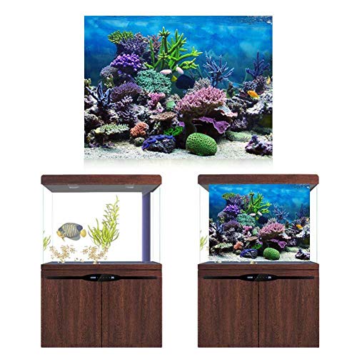 3D Effekt Aquarium Hintergrund Poster PVC Klebstoff Unterwasser Korallen Aquarium Hintergrund Poster Hintergrund Dekoration Papier(122 * 61cm) von Pssopp