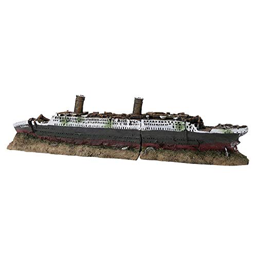 Aquarium Schiffswrack Dekor Aquarium Höhle Wrack Aquarium Marine Unterwasser Ornament Dekor für Aquarium Aquarium Zubehör Dekoration 38.5 x 9 x 6 cm von Pssopp