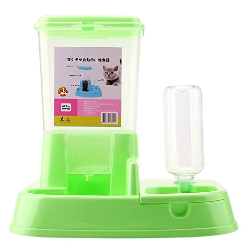 Automatischer Futterspender für Wasserflaschen, 2-in-1-Design für Katzen und Hunde, Großes Fassungsvermögen, Einfach zu Bedienen und Nachzufüllen (Green) von Pssopp