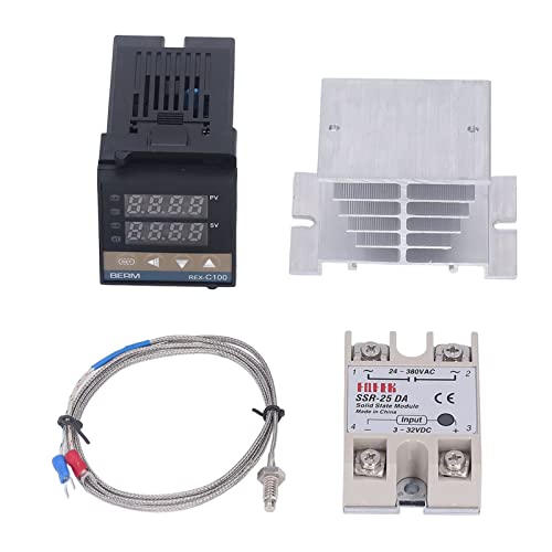 Digitaler Temperaturregler PID-Temperaturregler-Kit 0‑400℃ Digitaler intelligenter Thermostat REX C100 25A von Pssopp