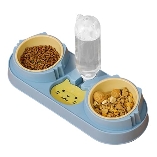 DualBowl Futter- und Wassernapf aus Kunststoff mit Automatischer Wassernachfüllung, Spritz- und Auslaufsicher, Attraktives Design für Katzen und Hunde von Pssopp