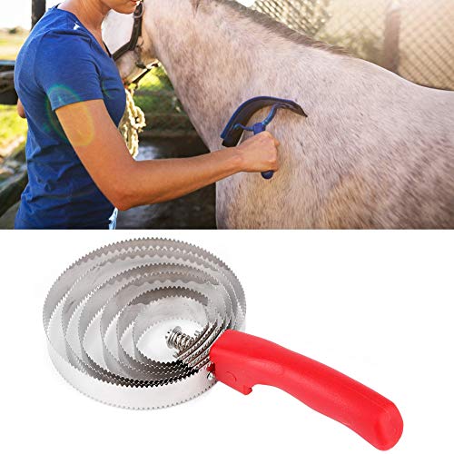 Pssopp Fdit Horse Curry Comb 6 Ring Horse Juckreizbürste Metall Pferdeschuppen Kamm Edelstahl Pferdepflegebürsten mit weichem Handgriff von Pssopp