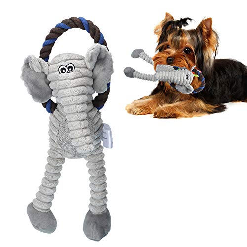 Fdit Plüsch Hund Kauspielzeug Quietschendes Haustier Kauspielzeug Niedliche Tierform Welpe Schleifen Zähne Spielzeug Durable Pet Interactive Sounding Tug Toy (Elefant) von Pssopp