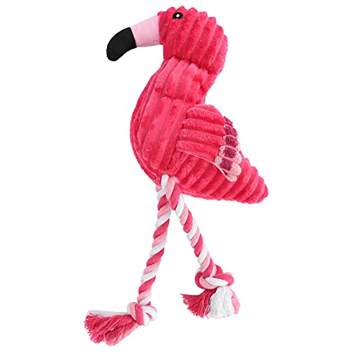 Pssopp Flamingo Hund Plüschtiere Hund Quietschende Kinderkrankheiten Rosa Flamingo Quietscheseil Spielzeug für Hundezähne Reinigung Spielen Zubehör von Pssopp