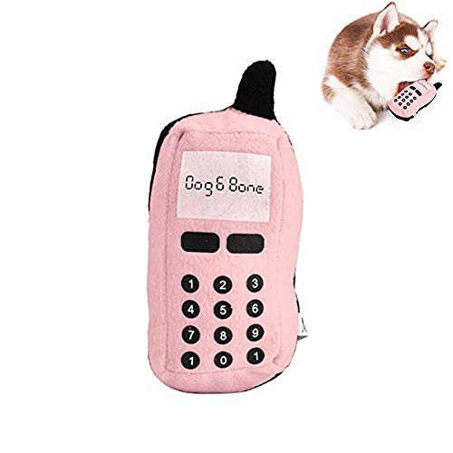 Hundespielzeug Hund Plüsch Quietschend Spielzeug Quietschende Plüsch Handy Spielzeug Hund Kauen Spielzeug Lustige Handy Form Interaktives Hundespielzeug für Hund(Rosa) von Pssopp