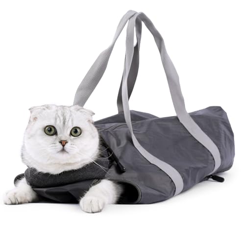 Katzentragetasche, Kratzfester Stoff, Katzen- und Hundetragetasche mit Doppellagigem Futter, Tragbares Design, Reise-Welpentrage für Reisen, Einkaufen und Outdoor-Aktivitäten von Pssopp