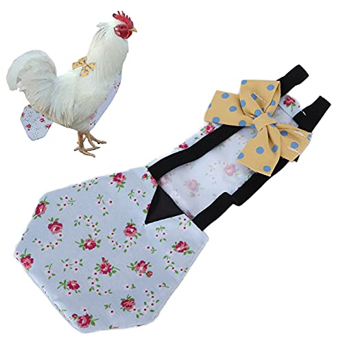 Pet Chicken Duck Windeln Waschbares, Wiederverwendbares und Verstellbares Windeltuch für Gans Duck Hen Chicken(M Blaue Blume) von Pssopp