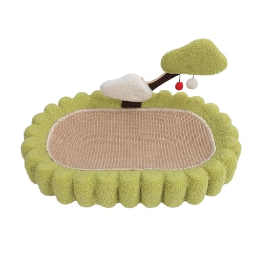 Premium Sisal Kratzbett Anti Rutsch Bequeme Katzenkratzlounge für Indoor mit Baumspielzeug Grün von Pssopp