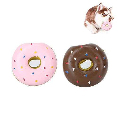 Pssopp 2 Stück Quietschen Latex Hundespielzeug Donut Form Hund Kauen Spielzeug Training Spielzeug Welpe Molar Spielzeug Haustier Interaktives Spielspielzeug für kleine mittelgroße Hunde von Pssopp