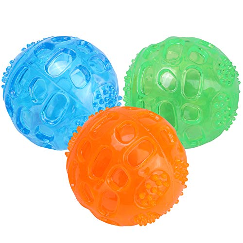 Pssopp 3 Stücke Hundespielzeug Quietschball Spielzeug für Hunde Unzerstörbar Hunde Bälle Hundespielball aus Naturkautschuk Gummi Hunde Bälle Spielzeug für Hunde, Ø 7,5cm von Pssopp