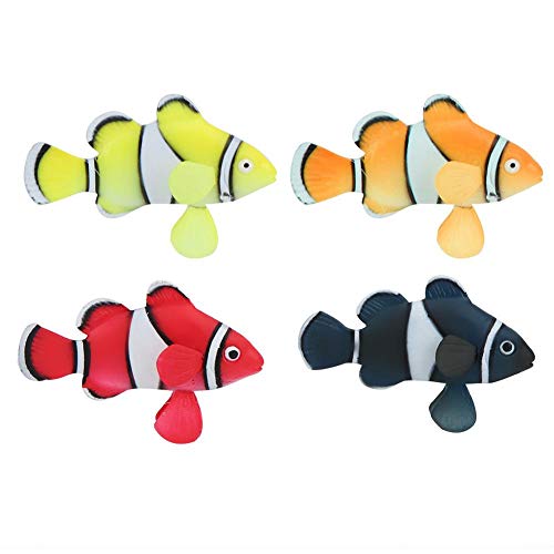 Pssopp 4 Stücke Aquarium Dekoration Fisch Clownfisch Bewegungen Aquarium Schwimm Tropische Fische Silikon Künstliche Bewegung Schwimmende Fische Ornament Dekoration für Aquarium von Pssopp