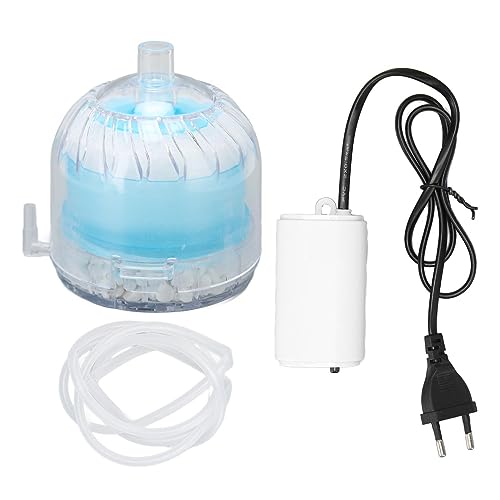 Pssopp Aquarium-Filter-Luftpumpen-Set, Extrem Leiser, Verstellbarer Luftstrom-Pneumatikfilter für Süß- und Salzwasser (EU-Stecker 220 V) von Pssopp