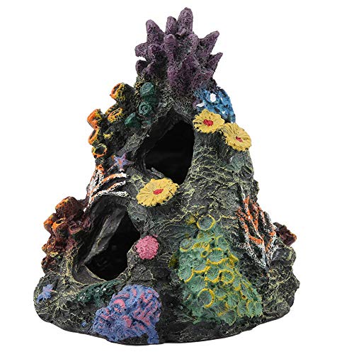 Pssopp Aquarium Ornaments Harz Berg Aquarium Dekor Multicolor Aquarium Decor Gefälschte Korallen Versteckt Ornament für Aquarium Dekoration, 18 x 10 x 19 cm von Pssopp