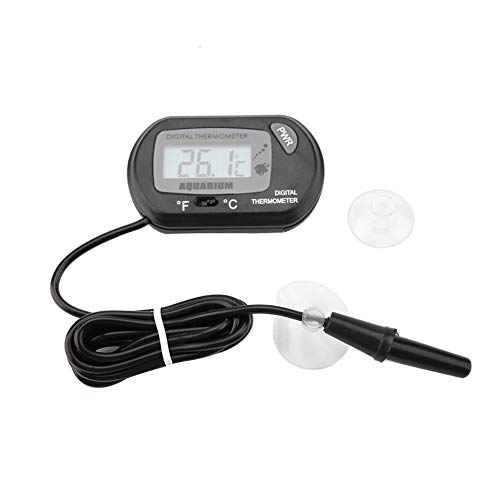 Pssopp Aquarium Thermometer LCD Digitales Wasser Thermometer Mini Batteriebetriebenes Digitalthermometer Wasserthermometer für Aquarium Terrarium (Schwarz) von Pssopp