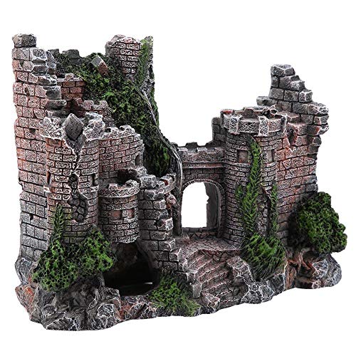 Pssopp Castle Aquarium Dekoration Aqua Ornaments Harz Castle Aquarien Castle Dekoration verstecken Haus Aquarium Ornamente Zaubererschloss mit realistischen Details Simulation, 19 x 14 x 8 cm von Pssopp