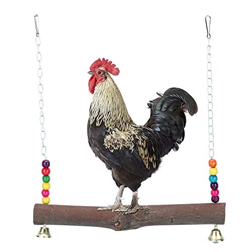 Pssopp Chicken Swing Hühnerschaukel Chicken Hanging Swings Spielzeug Wood Block Biting Spielzeug Chicken Swing mit Glocke für mittelgroße und große Papageien Kakadus African Grey Aras(Hühnerschaukel) von Pssopp