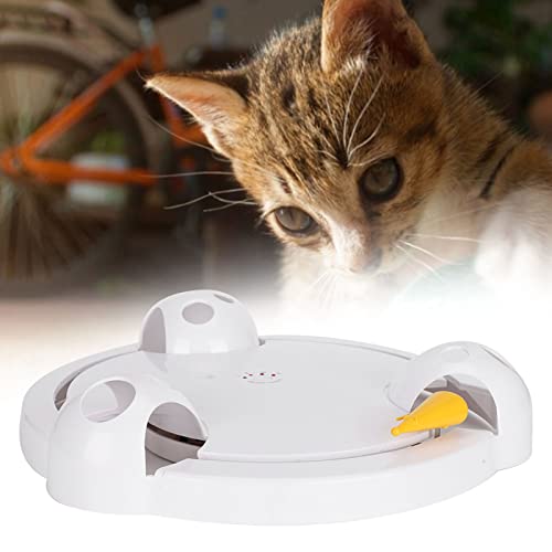 Pssopp Fdit Cat Interactive Toy Plattenspieler Spielzeug Automatisches Haustier Spielspielzeug Smart Teasing Cat Game Spinning Plattenspieler Spielzeug für Katzen (Weiss) von Pssopp