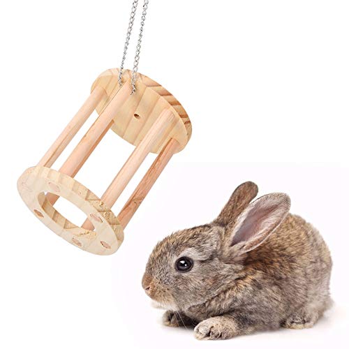 Pssopp Fdit Hamster-Kauspielzeug Natürliche Hanteln aus Holz Übung Glockenrolle Chinchilla Hamster Meerschweinchen Lustiges Kauspiel Graskorb Käfig Spielplatz Spielzeug (hängend) von Pssopp