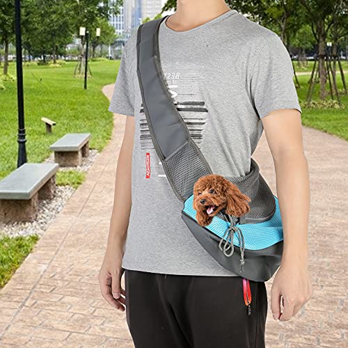 Pssopp Fdit Pet Carrier Sling Atmungsaktive Katze Hund Polyester Stoff Umhängetasche Bequeme Haustier Outdoor Reisetaschen Freisprechen Pet Outgoing Carrier (Himmelblau) von Pssopp