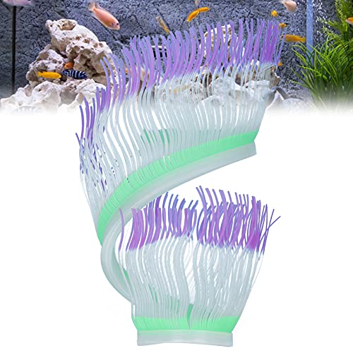 Pssopp Glowing Effect Künstliche Korallen Pflanzen Dekor Weiche Silikon Seeanemone Korallen Ornament für Aquarium Aquarium Dekoration(Lila) von Pssopp