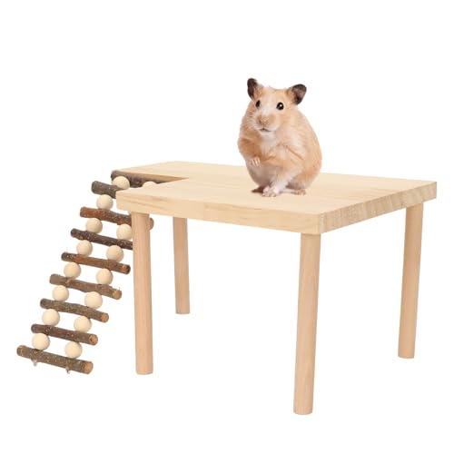 Hamster Holzplattform Hamster Kletterleiter Spielzeugkäfig Zubehör für Meerschweinchen, Chinchillas, Rennmäuse, Hamster von Pssopp