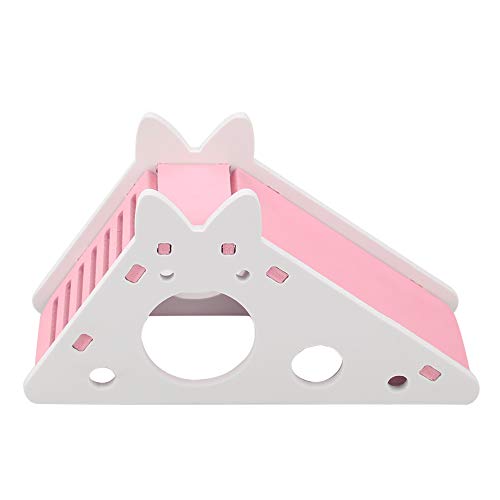 Pssopp Haustier Hamster Haus Hamster Spielhaus Hamster Holz Versteck Haus Kleintier Rest Nest mit Klettertreppe für Mäusemäuse Haustier Kleintiere(Pink) von Pssopp