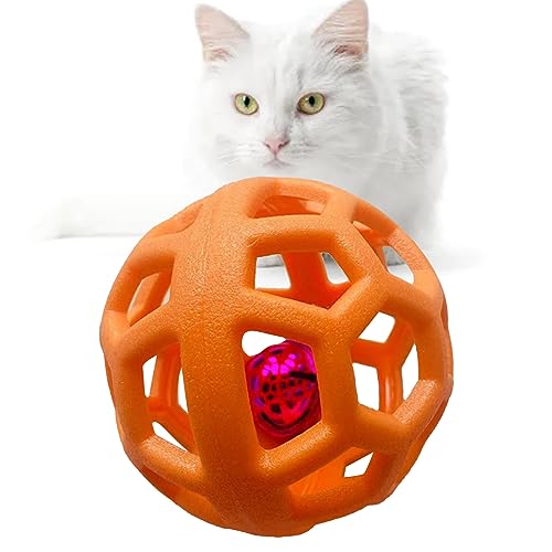 Pssopp Hohlball-Hundespielzeug, Lustiger, Tragbarer, Sicherer, Bissfester, Interaktiver Haustierspielzeugball für Haustiere und Katzen (Orange) von Pssopp