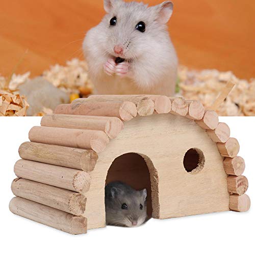 Pssopp Holzhaus für Hamster Hamster Haus Natürliches hölzernes Hamster Blockhaus Holzhaus für Mäuse Hamster Käfige für Kleintiere von Pssopp