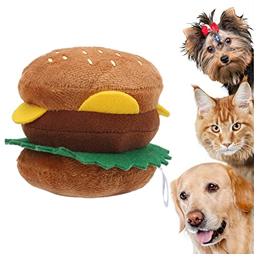 Pssopp Hunde Plüschtier Hamburger Hundespielzeug Quietschendes Kauspielzeug Weiches Quietschendes Interaktives Haustierspielzeug Alternative Kausticks für Hunde von Pssopp