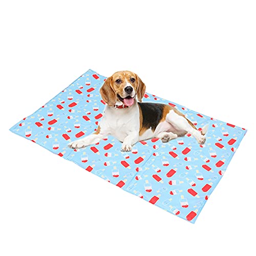 Pssopp Hundekühlmatte Sommer Cartoon Gel Selbstkühlendes Pad Haustier Coole Matte Eispad Bettmatratze für Kleine Mittlere Hunde und Katzen Im Heißen Sommer[60×90cm] Matten von Pssopp