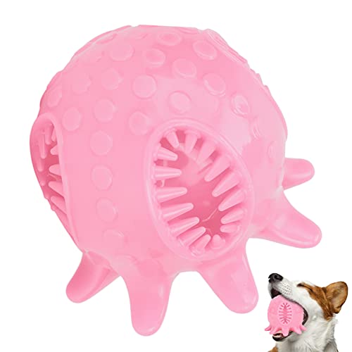 Pssopp Hundespielzeug Ball Krakenform Hundezähne Reinigung Kauball Tierfutterspender Quietschende Zahnbürste Biss Spielzeug[Rosa] Bälle von Pssopp