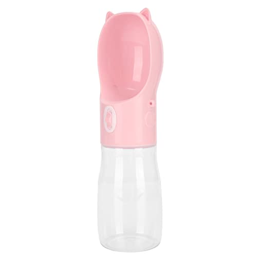 Pssopp Hundewasserflasche, 380 Ml, Auslaufsicher, Einstellbare Wassergeschwindigkeit, Schlüsselbedienung, Tragbarer Haustier-Wasserspender für Welpen für Unterwegs (Rosa S) von Pssopp