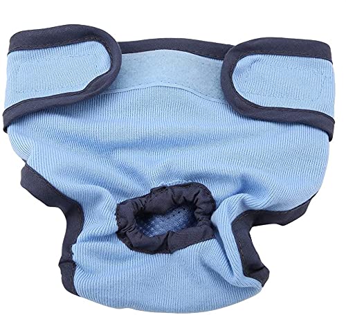 Pssopp Hundewindeln für Hündinnen, Waschbar Schutzhose Hundewindeln Robuste und Wiederverwendbare Hund Hygieneunterhose aus Baumwolle mit Magictape für Weibliche Haustiere Hunde Welpen(blau M) von Pssopp