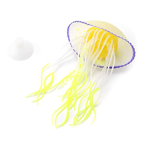 Pssopp Jellyfish Aquarium Dekoration Aquarium Künstliche Qualle Ornament Fisch Tank Dekoration Aquarium Simulation Qualle Ornament für Aquarium Deko (Zitronengelb) von Pssopp