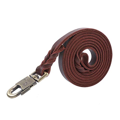 Leder Hundeleine Hundeführleine Lederleine Hund weiche geflochtene Hundetraining Leine Strap 1,85m Hundetrainingsleine für große mittlere Hunde, 1,8 cm Breite Haustierkette von Pssopp