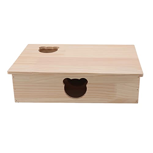 Pssopp Mehrkammer-Hamster-Versteck-Labyrinth mit Abdeckung aus Holz, langlebiges Holz, bewegliches Dach, 6 Schlafzimmer, Haustier-Versteck für Zwergmäuse, Rennmäuse, Kleintiere von Pssopp