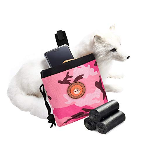 Pssopp Pet Treat Bag Hundegehorsam Trainingsbeutel Hund Welpenfutter Snack Bag Training Taille Aufbewahrungstaschen Pet Reward Pouch Bait Bag(ROSA) von Pssopp