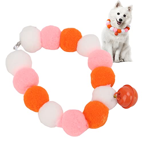 Pssopp Plüsch-Katzenhalsband, Elastisches Haustier-Halsband, Katzen-Plüsch-Kugel-Halskette, Pom-Pom-Kragen, Winter-Halswärmer für Katzen, Kleine Hunde von Pssopp