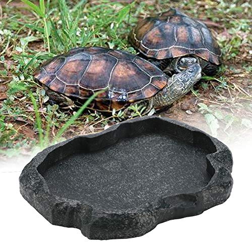 Pssopp Reptile Rock Food Dish Trinkschale Wassernapf Reptile Feeder Bowl Pet Feeder Dish für Tortoise Lizard Gecko Chameleon(S Grün) von Pssopp