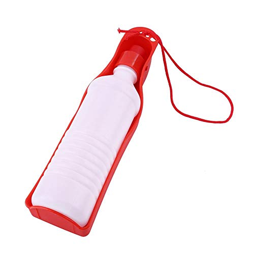 Pssopp Trinkflasche Hunde Reise Trinkwasserflasche 250 ml / 500 ml Tragbare Haustier Reise Wasserflasche Hunde Katzen Wasserspender Faltbar Hundetrinkflasche (500ml-rot) von Pssopp