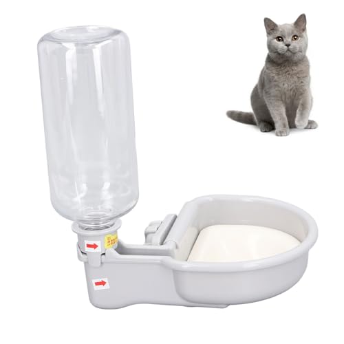 Verstellbarer, Abnehmbarer, Hängender Schwerkraft-Tränkespender für Hunde und Katzen, 480 Ml Haustier-Wasserstation, Kontrollierbares Wasservolumen, Abnehmbares Design (Grey) von Pssopp