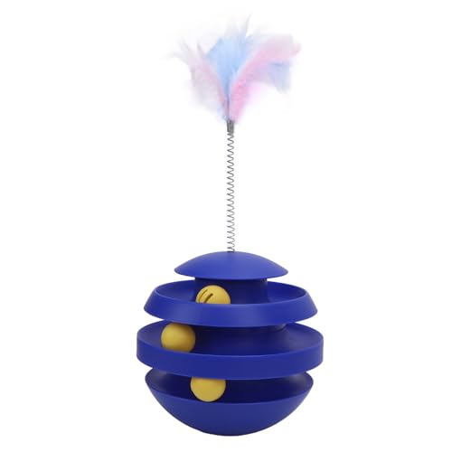 Pssopp Vitalität Cat Roller Ball Toy, PP und ABS -Material Stabiles 360 -Grad -Design Interaktives Plattenspieler Cat Tower Toy für Innenkatzen (hellgrau) (Blue) von Pssopp