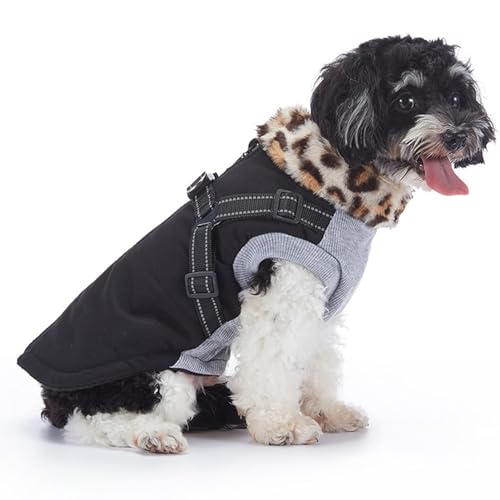 Pssopp Warme Hundejacke, Winddichte, Gemütliche Baumwollweste für Welpen, Hundekleidung, Weste mit Geschirr für Kaltes Winterwetter (S) von Pssopp