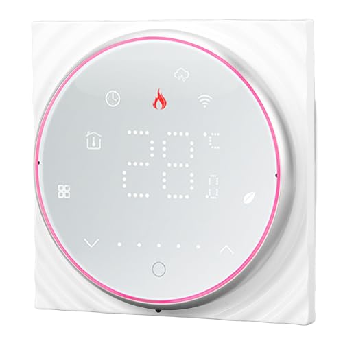 Pssopp WiFi-Thermostat, 95–240 V, 5 A, Heimtemperaturregler, 86 Quadratische Versteckte Box, Hintergrundbeleuchteter LCD-Bildschirm für Fußbodenheizung (White) von Pssopp