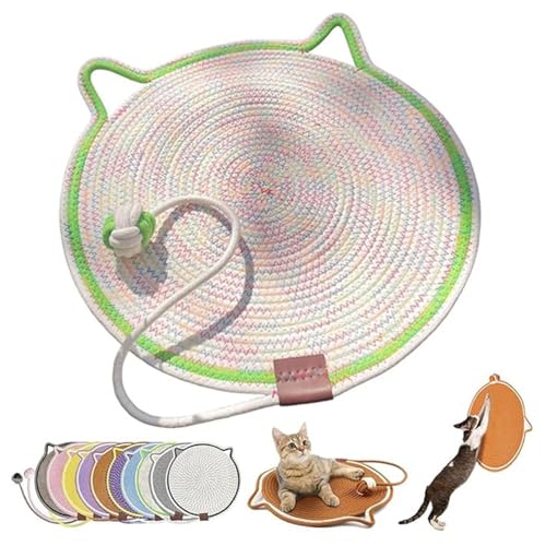 Psyfwznkny Doppeltes Kratzpad für Katzen mit interaktivem Ball, natürliches Baumwollseil, Katzenkratzmatte, Möbel, Sofaschutz, Schleifkrallen für Innenteppiche, Couch, Schlafzimmer, Zuhause(Pink,L) von Psyfwznkny