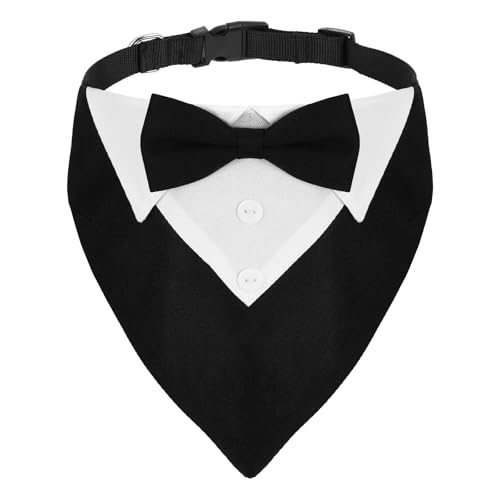 Formales Hunde-Smoking-Bandana, Hund Smoking Bandana Halsband, Hund Tuxedo Baumwolle Bandana Hundehalsband, Formale Hochzeit Party Hundehalstuch, Verstellbar Krawatte Haustier Anzug Fliege Bandana, L von Psyqtsuary